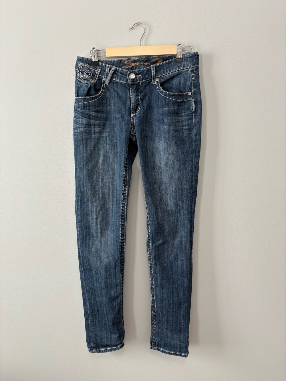 Seven for All Mankind Embroidered Dark Wash Slim Jeans